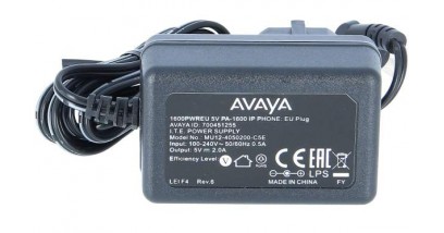 Блок питания Avaya для IP и цифровых телефонов PWR ADPTR 5V 1600 SER IP PHONE EU (700451255)