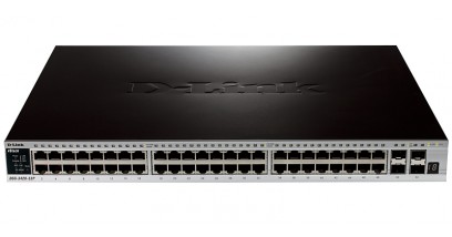 Коммутатор D-Link DGS-3420-52P, L2+ Stackable Managed Gigabit Switch with 48 10/100/1000Base-T PoE ports and 4 10G SFP+ ports