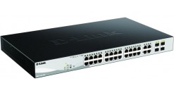 Коммутатор D-Link DGS-1210-28P, Gigabit Smart Switch with 24 10/100/1000Base-T PoE ports and 4 Gigabit MiniGBIC (SFP) ports