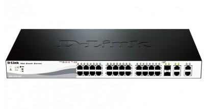 Коммутатор D-Link DES-1210-28P, WEB Smart III Switch with 24 PoE ports 10/100Mbps and 2 ports 10/100/1000Mbps and 2 Combo 10/100/1000BASE-T/SFP
