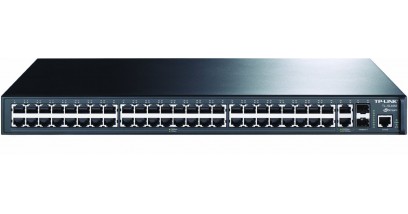 Коммутатор TP-Link TL-SL3452 48+4G Gigabit-Uplink Managed Switch, 48 10/100M RJ45 ports, 2 10/100/1000M RJ45 ports, 2 SFP expansion slots supporting MiniGBIC modules, Port Mirror/Trunking, Port/Tag-based VLAN, Spanning Tree, 802.1X, IGMP Snooping, Console