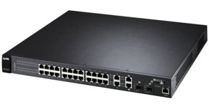 Коммутатор Zyxel ES-3124PWR 24-портовый управляемый PoE-коммутатор L2+ Fast Ethernet с 4 портами Gigabit Ethernet из которых 2 совмещены с SFP-слотами