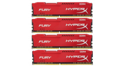 Модуль памяти Kingston 64GB DDR4 2400 DIMM HyperX FURY Red HX424C15FRK4/64 Non-ECC, CL15, 1.2V, Kit (4x16GB), Retail