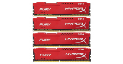 Модуль памяти Kingston 64GB DDR4 2400 DIMM HyperX FURY Red HX424C15FRK4/64 Non-ECC, CL15, 1.2V, Kit (4x16GB), Retail