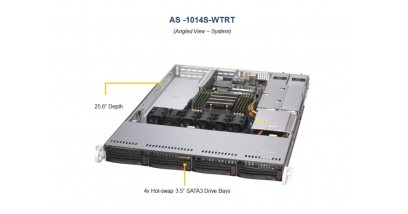 Серверная платформа Supermicro AS-1014S-WTRT 1U, 1xSocket SP3, TDP 240W, 8xDDR4, 4x3.5'' Hot-swap, 3xPCI-E 4.0 x16, 2xRJ45 10GBase-T, 1xRJ45 IPMI, 5xUSB 3.0, 1xVGA, 2x500W