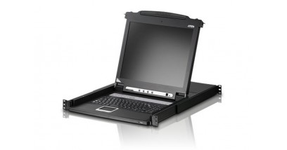 Консоль KVM ATEN CL1008MR Переключатель, электрон., KVM, 1 user консоль LCD 17"" => 8 cpu PS2+VGA, с KVM-шнурами PS2 2х1.8м., 1280x1024, 1U 19"", исп.спец.шнуры, OSD, каскад 128, лат./рус.клавиатура [ATEN CL1008MR]