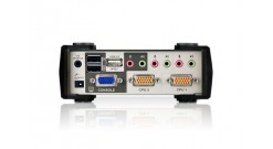 Переключатель KVM ATEN <CS1732B>2-Port USB 2.0 KVMP Switch w/OSD (клавиатураUSBилиPS/2+мышьUSBилиPS/2+VGA15pin+Audio+Mic)(+2 кабеля)