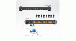 Переключатель KVM ATEN <CS1758> 8-Port PS/2-USB KVM Switch (клавиатура USB+мышь USB+VGA15pin+Audio+Mic)(+2 кабеля)