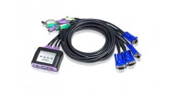 Переключатель KVM ATEN <CS64A> 4-port PS/2 KVM Switch (клавиатура PS/2+мышь PS/2+VGA15pin+Audio, кабели несъемные)