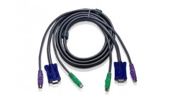 ATEN KVM Cable 2L-1001P/C Кабель для KVM: 2*PS/2(m)+DB15(m) (PC) -на- 2*PS/2(m)+DB15(f) (KVM), 1.8м