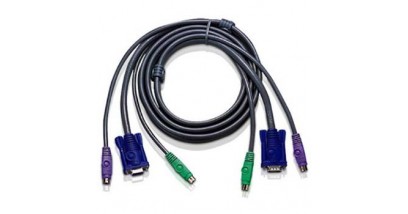 ATEN KVM Cable 2L-1005P/C Кабель для KVM: 2*PS/2(m)+DB15(m) (PC) -на- 2*PS/2(m)+DB15(f) (KVM), 5м