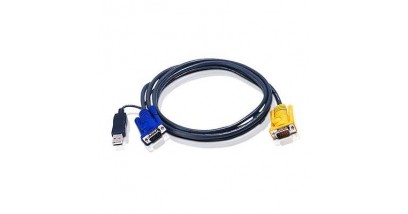 ATEN KVM Cable 2L-5202UP Кабель для KVM: USB(Am)+DB15(m) (PC) -на- SPHD15(m) (KVM), 1.8м