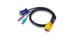ATEN KVM Cable 2L-5203P Кабель для KVM: 2*PS/2(m)+DB15(m) (PC) -на- SPHD15(m) (KVM), 3м