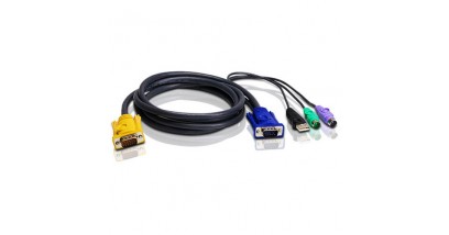 ATEN KVM Cable 2L-5203UP Кабель для KVM: USB(Am)+DB15(m) (PC) -на- SPHD15(m) (KVM), 3м