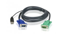 ATEN KVM Cable 2L-5203U Кабель для KVM: USB(Am)+DB15(m) (PC) -на- SPHD15(m) (KVM),3м