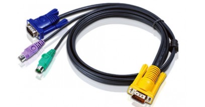 ATEN KVM Cable 2L-5206P Кабель для KVM: 2*PS/2(m)+DB15(m) (PC) -на- SPHD15(m) (KVM), 6м