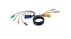 ATEN KVM Cable 2L-5302P Кабель для KVM: 2*PS/2(m)+DB15(m)+2*Audio (PC) -на- SPHD..