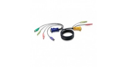 ATEN KVM Cable 2L-5303P Кабель для KVM: 2*PS/2(m)+DB15(m)+2*Audio (PC) -на- SPHD15(m)+2*Audio (KVM), 3м
