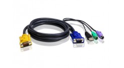 ATEN KVM Cable 2L-5303U Кабель для KVM: USB(Am)+DB15(m)+2*Audio (PC) -на- SPHD15(m)+2*Audio (KVM), 3м