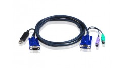 ATEN KVM Cable 2L-5502UP Кабель для KVM: USB(Am)+DB15(m) (PC) -на- 2*PS/2(m)+DB1..