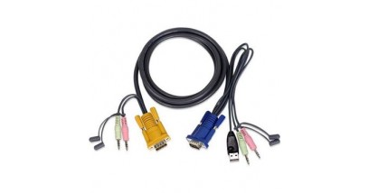 ATEN KVM Cable 2L-5503UP Кабель для KVM: USB(Am)+DB15(m) (PC) -на- 2*PS/2(m)+DB15(f) (KVM), 3м