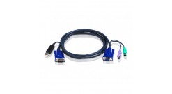 ATEN KVM Cable 2L-5506UP Кабель для KVM: USB(Am)+DB15(m) (PC) -на- 2*PS/2(m)+DB15(f) (KVM), 6м