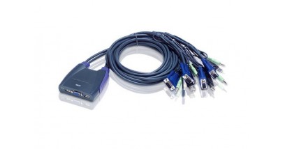 Переключатель KVM ATEN KVM Switch CS-64U 4-port, мини, USB+audio, встроенные кабели 1.8м