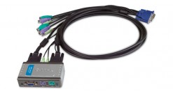 Переключатель D-Link KVM-121, 2-port KVM Switch with build in cables, AT&PS/2, Audio Support