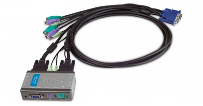 Переключатель D-Link KVM-121, 2-port KVM Switch with build in cables, AT&PS/2, Audio Support