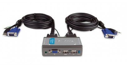 ПЕРЕКЛЮЧАТЕЛЬ D-Link KVM-221, 2 port USB KVM Switch with built in cables, Audio Support