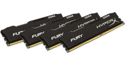 Модуль памяти Kingston 64GB DDR4 (2400) 64Gb HyperX Fury HX424C15FBK4/64 , CL15, 1.2V, комплект 4 шт. по 16Gb
