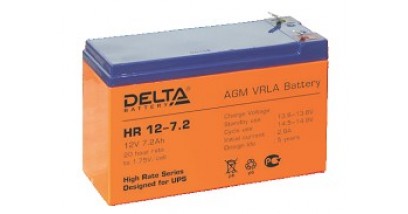 Delta серии HR 12-7.2 ( 7,2 A\ч, 12В) cвинцово- кислотный аккумулятор