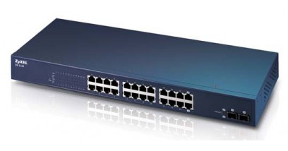 Коммутатор Zyxel GS-1124A 24-портовый Gigabit Ethernet с 24 разъемами RJ-45 из которых 2 совмещены с SFP-слотами