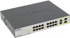 Коммутатор D-Link DES-1018MP, 16 Ports 10/100 Mbps PoE + 2 10/100/1000BASE-T/SFP Combo Ports Unmanaged Switch