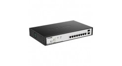 Коммутатор D-Link DGS-1100-10MP/C1A L2 Smart Switch with 8 10/100/1000Base-T ports and 2 1000Base-X SFP ports (8 PoE ports 802.3af/802.3at(30 W), PoE Budget 130 W).16K Mac address, 802.3x Flow Control, 802.3a