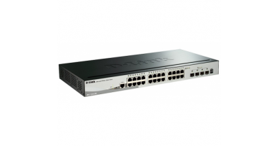 Коммутатор D-Link DGS-1510-28X, Gigabit Stackable SmartPro Switch with 24 10/100/1000Base-T ports, 4 10G SFP+ ports