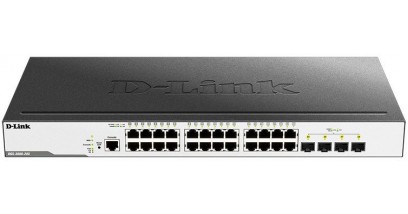 Коммутатор D-Link DGS-3000-28X/B1A L2 Managed Switch with 24 10/100/1000Base-T ports and 4 10GBase-X SFP+ ports.16K Mac address, 802.3x Flow Control, 4K of 802.1Q VLAN, VLAN Trunking, 802.1p Priority Queues, Tra
