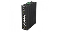 Коммутатор D-Link DIS-200G-12PS/A1A L2 Managed Industrial Switch with 10 10/100/1000Base-T and 2 1000Base-X SFP ports (8 PoE ports 802.3af/802.3at (30 W), PoE Budget 123 W)8K Mac address, 802.3x Flow Control,