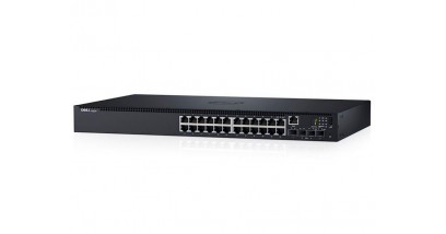 Коммутатор DELL Networking N1524P, PoE+, 24x1GbE, 4x10GbE SFP+ fixed ports, Stackable, no Stacking Cable, air flow from ports to PSU, 3YPSNBD (210-AEVY)