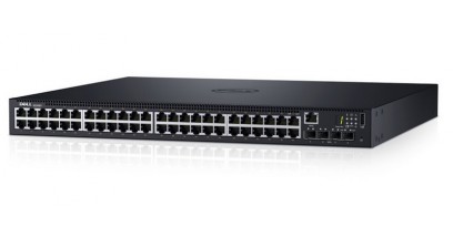 Коммутатор Dell Networking N1548P PoE+, 48x1GbE, 4x10GbE SFP+ fixed ports, Stackable, no Stacking Cable, air flow from ports to PSU, 3YPSNBD (210-AEWB)