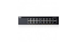 Коммутатор Dell Networking X1018P с веб-интерфейсом, 16 портов 1GbE PoE и 2 порта 1GbE SFP, 3YPSNBD