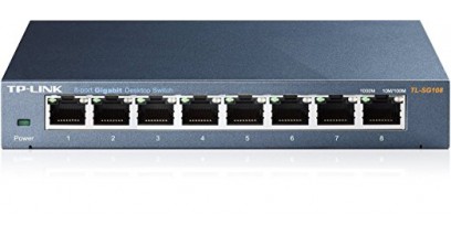 Коммутатор TP-Link TL-SG108 8-port Desktop Gigabit Switch, 8 10/100/1000M RJ45 ports, metal case