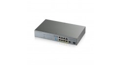 Коммутатор Zyxel GS1300-10HP PoE+ для IP-видеокамер 9xGE (8xPoE+), 1xSFP, бюджет PoE 130 Вт, дальность передачи питания до 250 м, повышенная защита от перенапряжений и электростатических разрядов
