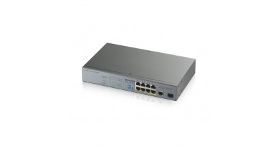 Коммутатор Zyxel GS1300-10HP PoE+ для IP-видеокамер 9xGE (8xPoE+), 1xSFP, бюджет PoE 130 Вт, дальность передачи питания до 250 м, повышенная защита от перенапряжений и электростатических разрядов