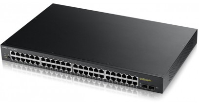 Коммутатор Zyxel GS1900-48HP Интеллектуальный High Power PoE-коммутатор Gigabit Ethernet с 48 разъемами RJ-45 и 2 SFP-слотами