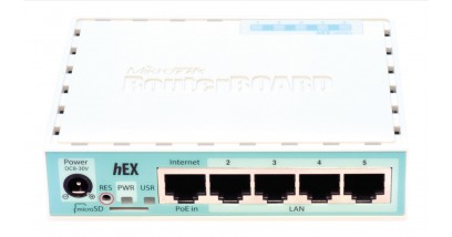 Маршрутизатор 10/100/1000M 5PORT HEX POE RB750GR3 MIKROTIK Тип устройства Router|5x10/100/1000M|1xНаличие USB 2.0|Оперативная память 256Мб|Мощность 5 Вт|Размер 113 x 89 x 28mm