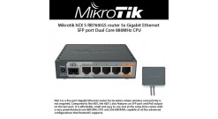 Маршрутизатор MikroTik RB760iGS hEX S with Dual Core 880MHz MHz CPU, 256MB RAM, 5 Gigabit LAN ports, SFP, USB, PoE-out on port #5, RouterOS L4, plastic case, PSU