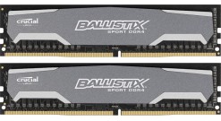 Модуль памяти Crucial 16GB Kit (8GBx2) DDR4 2400 MT/s (PC4-19200) CL16 DR x8 Unbuffered DIMM 288pin Ballistix Sport DDR4, Integrated heat spreader and black PCB