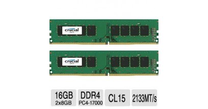 Модуль памяти Crucial 16GB Kit (8GBx2) DDR4 2133 MT/s (PC4-17000) CL15 DR x8 Unbuffered DIMM 288pin, EAN: 649528768469