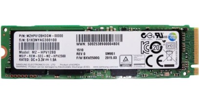 Накопитель SSD Samsung 128GB SM951 M.2 2280 Client SSD MZHPV128HDGM-00000 PCIe Gen3x4, 2000/600, IOPS 90/70K, MTBF 1.5M, AHCI Bulk